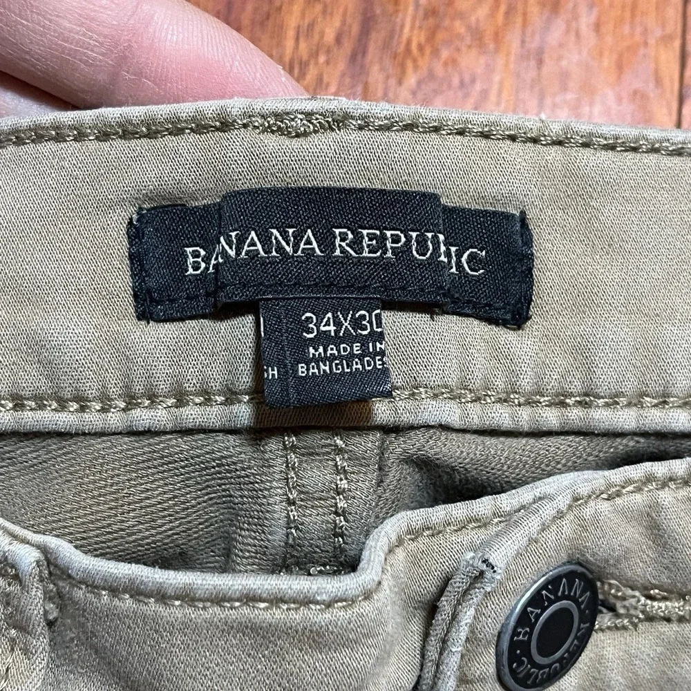Banana Republic Pants Mens 34x30 Khaki Tan Chino Twill 5-Pocket Stretch 32x28 *